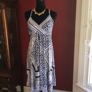INC White Blue and Black Dress